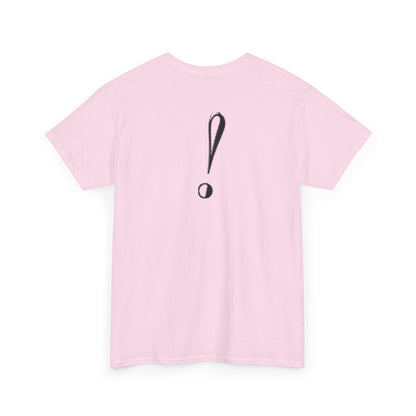 Unisex Heavy Cotton Tee with Bold Exclamation Mark Design - Casual Statement Shirt