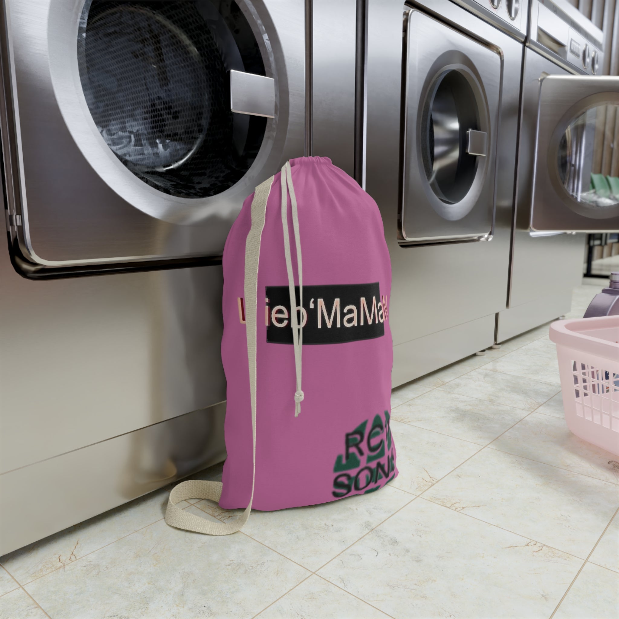 Colorful Laundry Bag with 'Hallo Lieb Mama' Design - Perfect for Home Organization