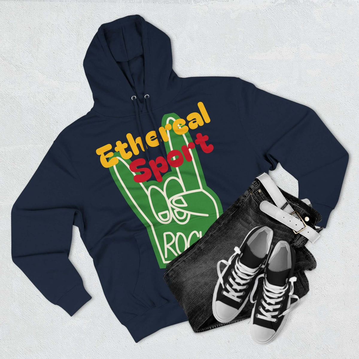 Fleece Hoodie - Ethereal Sport Rock Design