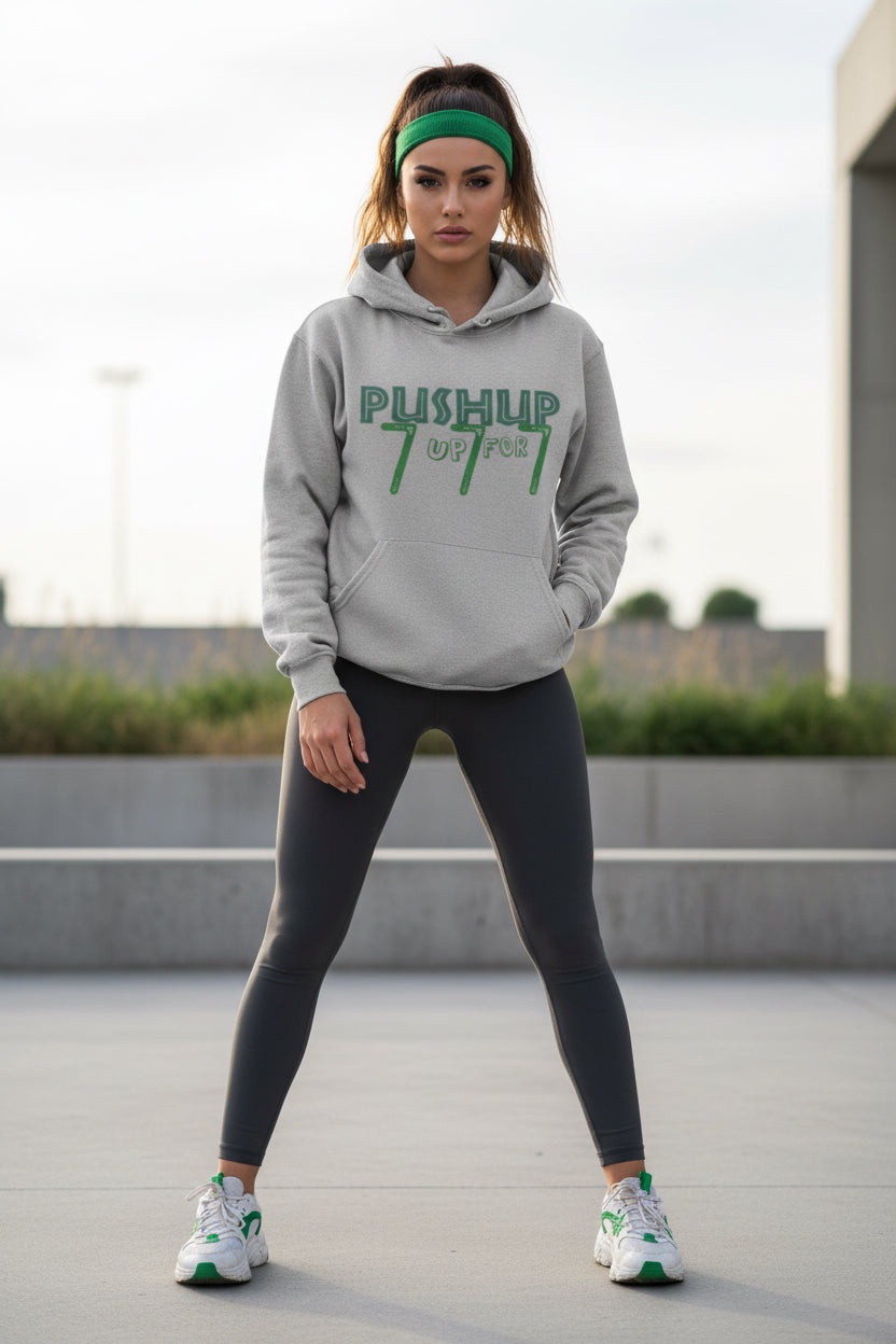 Push-Up 777 Graphic Hooded Sweatshirt for Fitness Enthusiasts