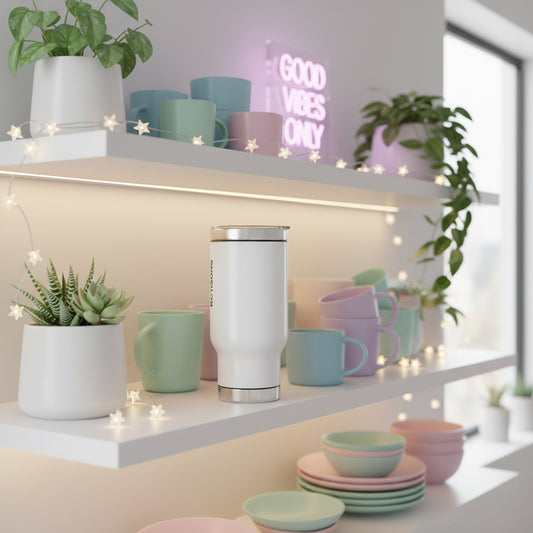 Travel Mug — Stainless Steel 14oz Insulated Travel Mug with Handle (Custom Logo)