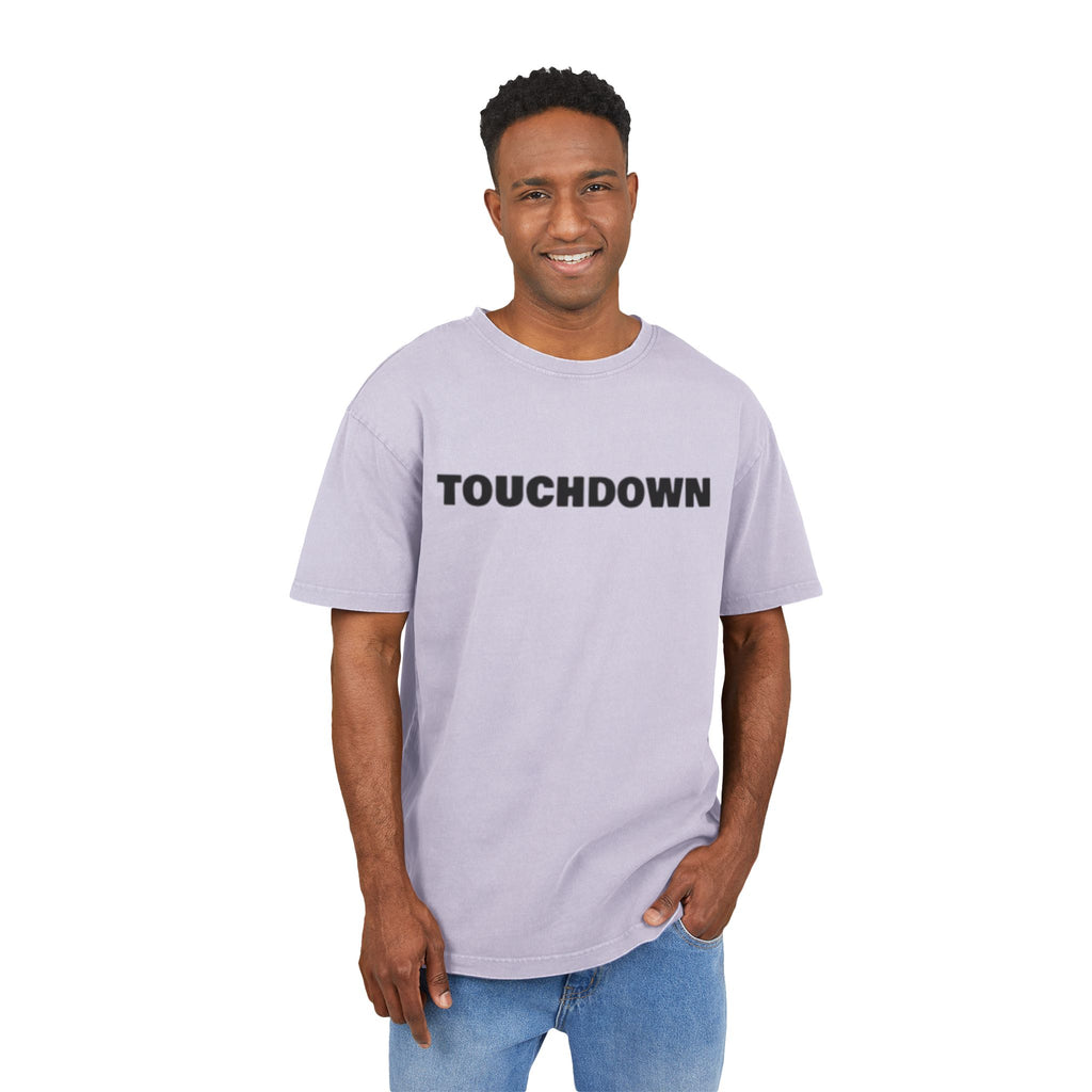 Men's Acid Washed Oversized Tee, Touchdown Graphic Shirt, Casual Style Tee, Gifts for Football Fans, Streetwear Essential