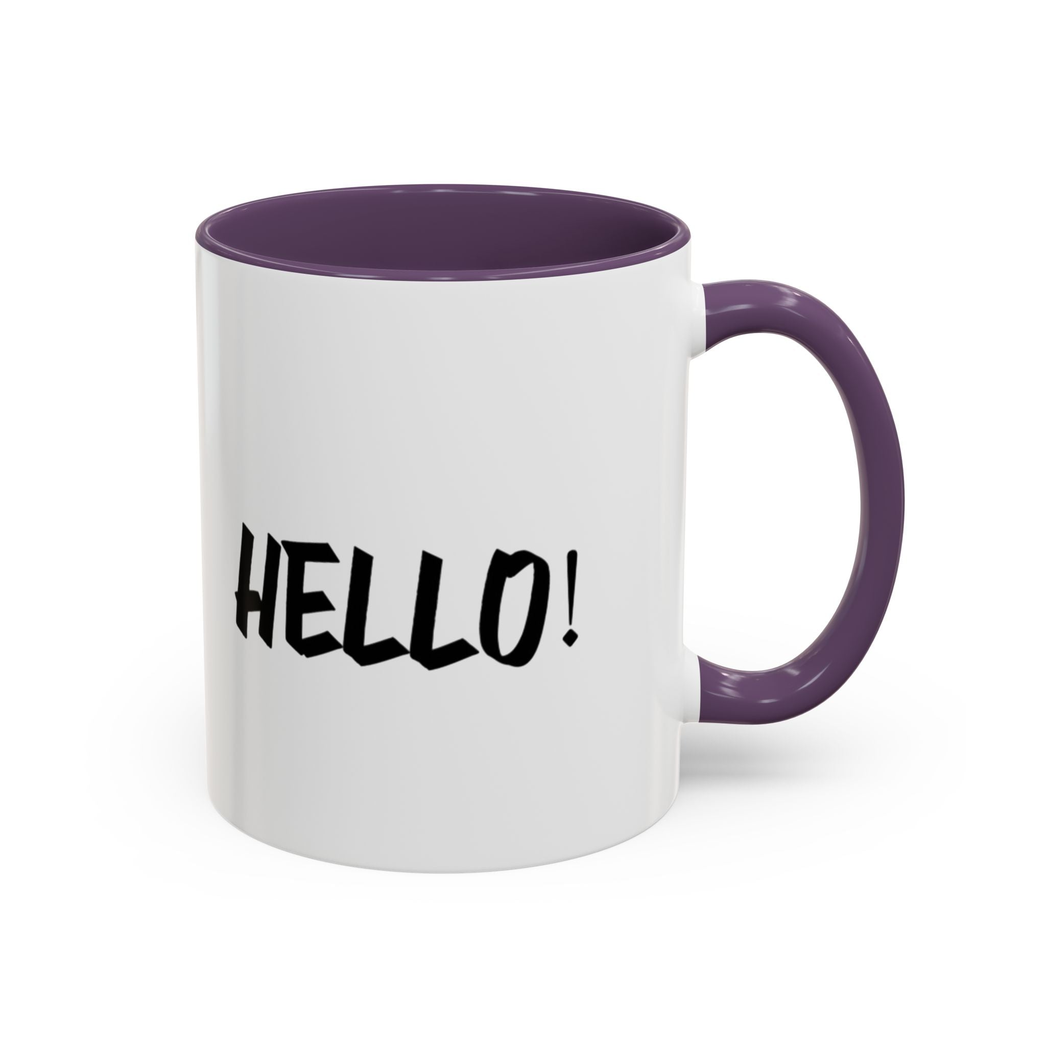 Hello! Accent Coffee Mug - Stylish 11oz & 15oz Black Handle Cup for Coffee Lovers