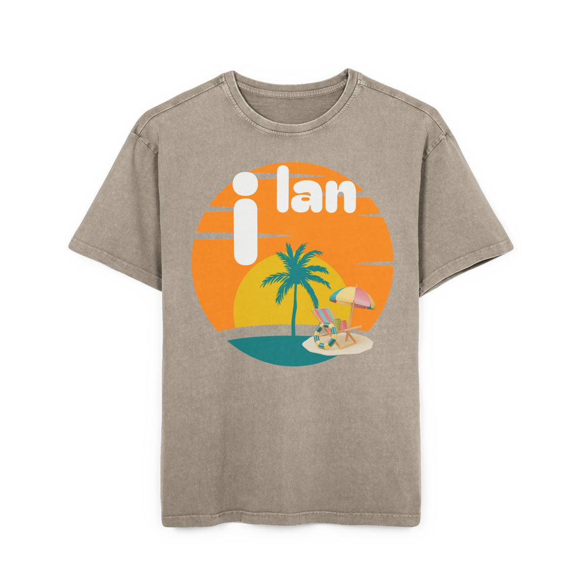 Oversize Tee Acid Washed Men's Graphic T-Shirt 'i lan'