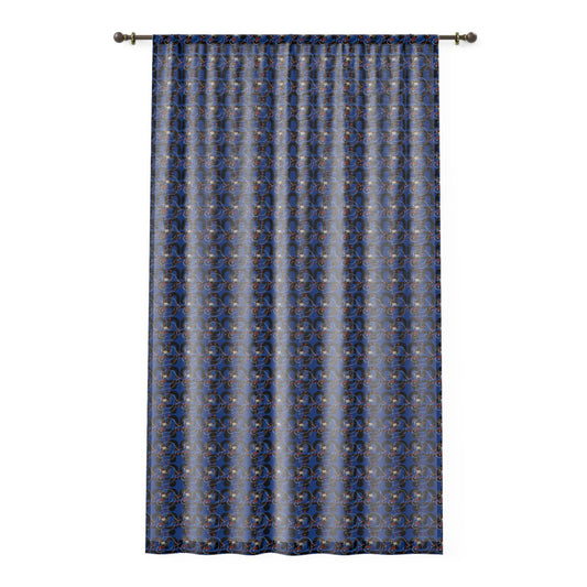 Elegant Blue Pattern Window Curtain, Living Room Decor, Boho Chic, Light Filtering, Bedroom Drapes, Home Accessories Printify