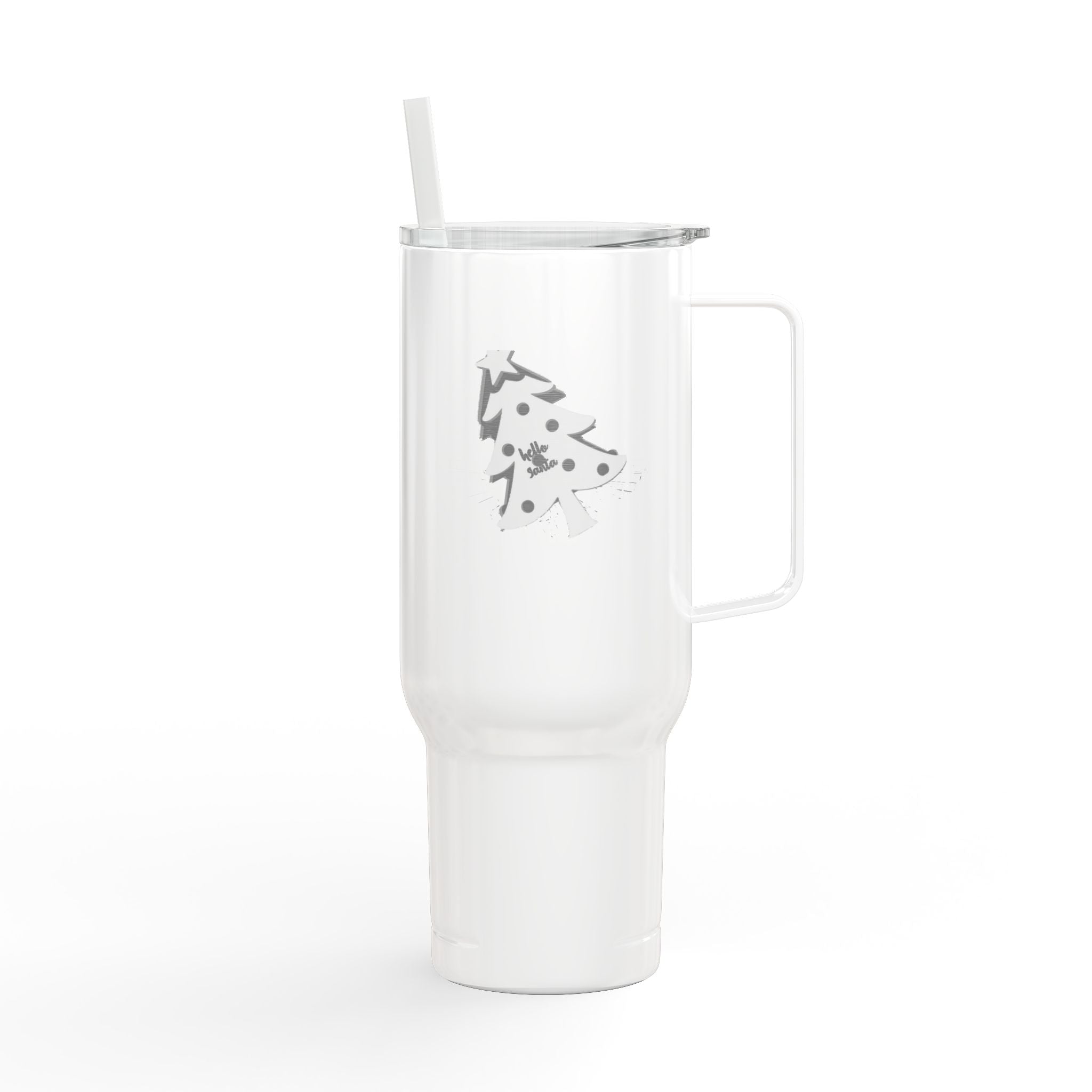 Tumbler with Lid, 40oz - 'Hello Santa' Engraved Design Printify