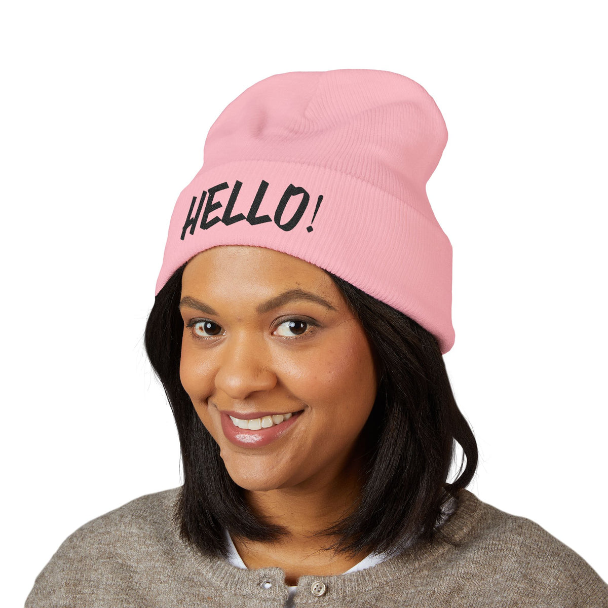 Hello! Classic Cuffed Beanie - Stylish Winter Hat for Trendsetters