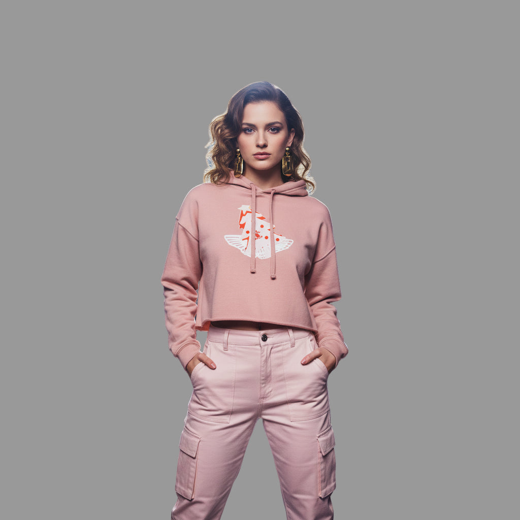 Cropped Hoodie with 'hello Santa' Design Printify