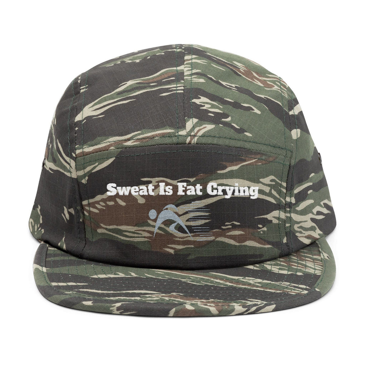 Motivational 5 Panel Cap | Sweat Is Fat Crying | Gym Wear, Sports Cap, Fitness Gift, Outdoor Hat, Workout Accessory Printify