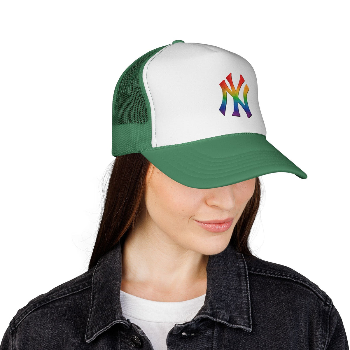Rainbow Pride Trucker Cap - Celebratory Hat for Festivals, LGBTQ+ Events, Casual Wear, Summer Outings, Unisex Gift Printify