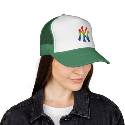 Rainbow Pride Trucker Cap - Celebratory Hat for Festivals, LGBTQ+ Events, Casual Wear, Summer Outings, Unisex Gift Printify