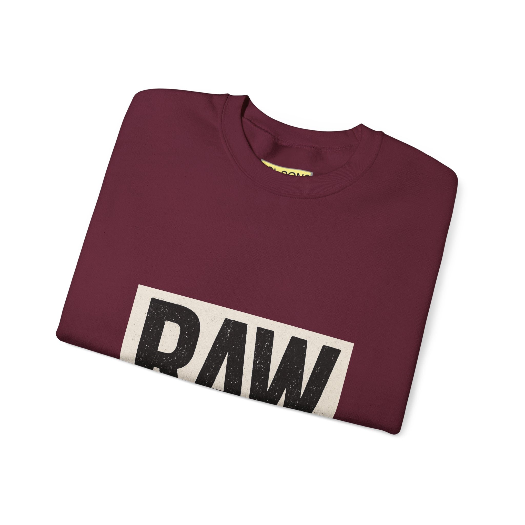 Stylish RAW Graphic Crewneck Sweatshirt, Unisex Casual Wear, Cozy Winter Layer, Trendy Streetwear, Perfect Gift for Him/Her Printify