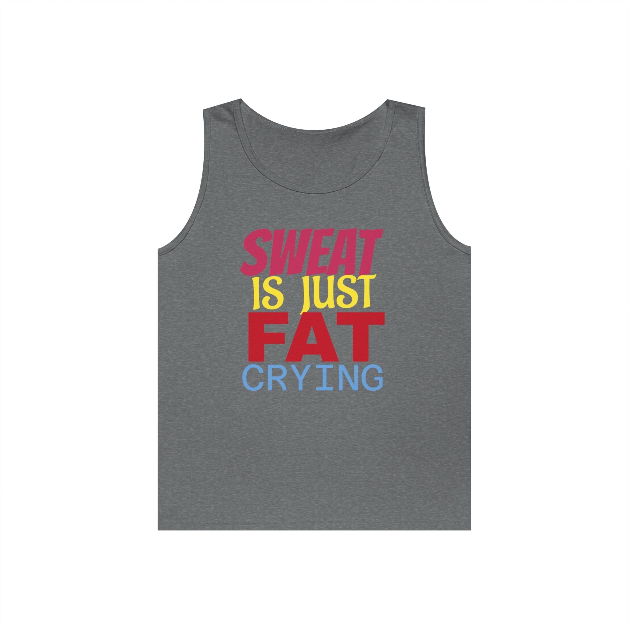 Sweat is Just Fat Crying Tank Top, Motivational Gym Shirt, Fitness Apparel, Unisex Workout Top, Summer Activewear, Gift for Fitness [...] Printify