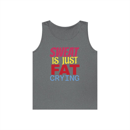 Sweat is Just Fat Crying Tank Top, Motivational Gym Shirt, Fitness Apparel, Unisex Workout Top, Summer Activewear, Gift for Fitness [...] Printify