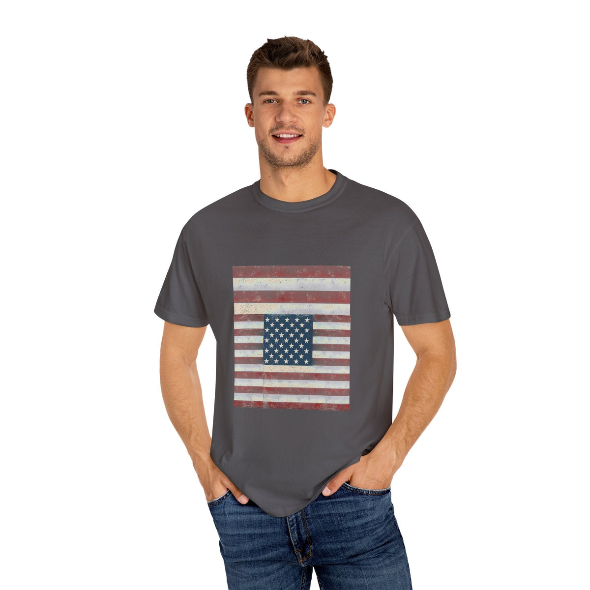 Patriotic Garment-Dyed T-Shirt | Perfect for 4th of July, Memorial Day, Casual Wear, Gifts, Americana Style Printify