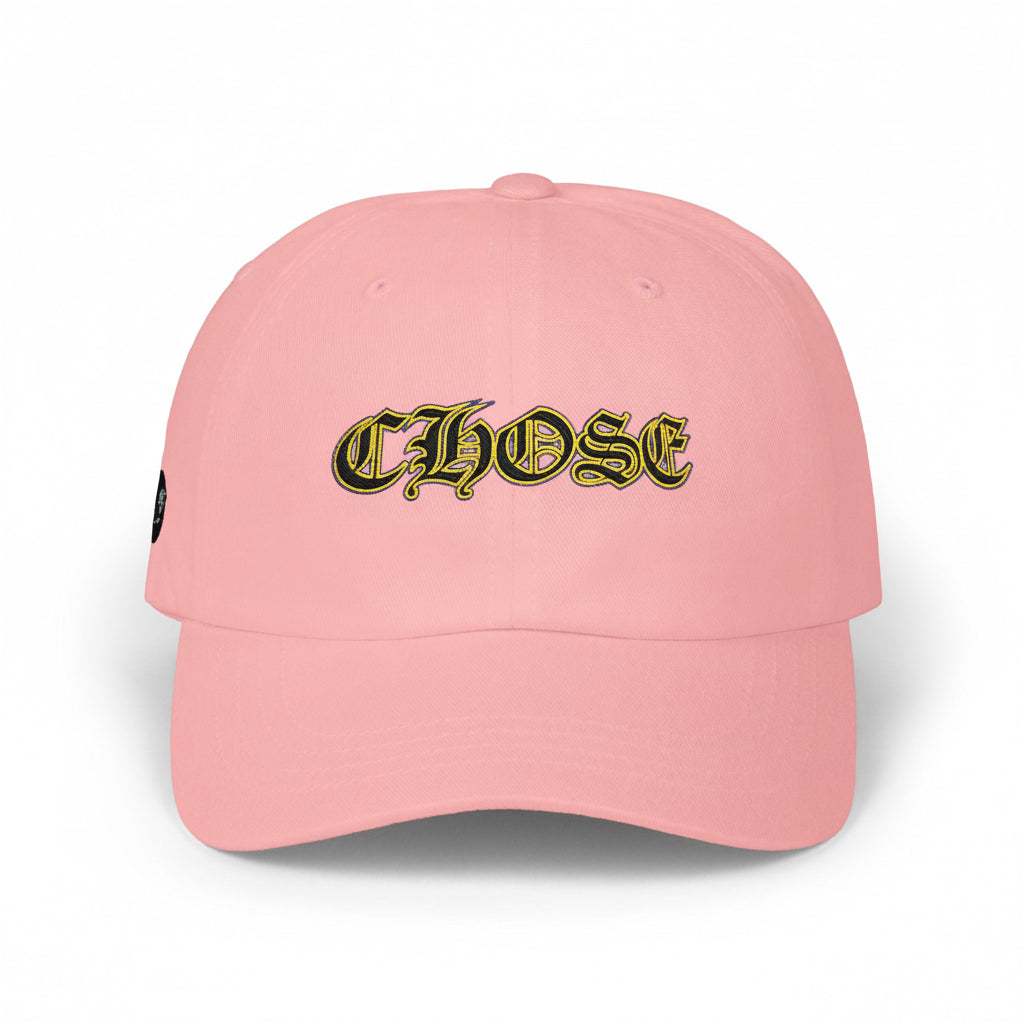 Dad Cap — 'CHOSÉ' Gold Gothic Embroidered Baseball Hat
