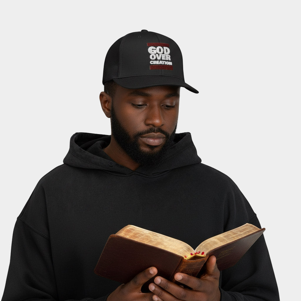 Faith-Inspired Snapback Cap | God Over Creation | Gift for Believers, Christian Apparel, Religious Accessories, Everyday Wear Printify
