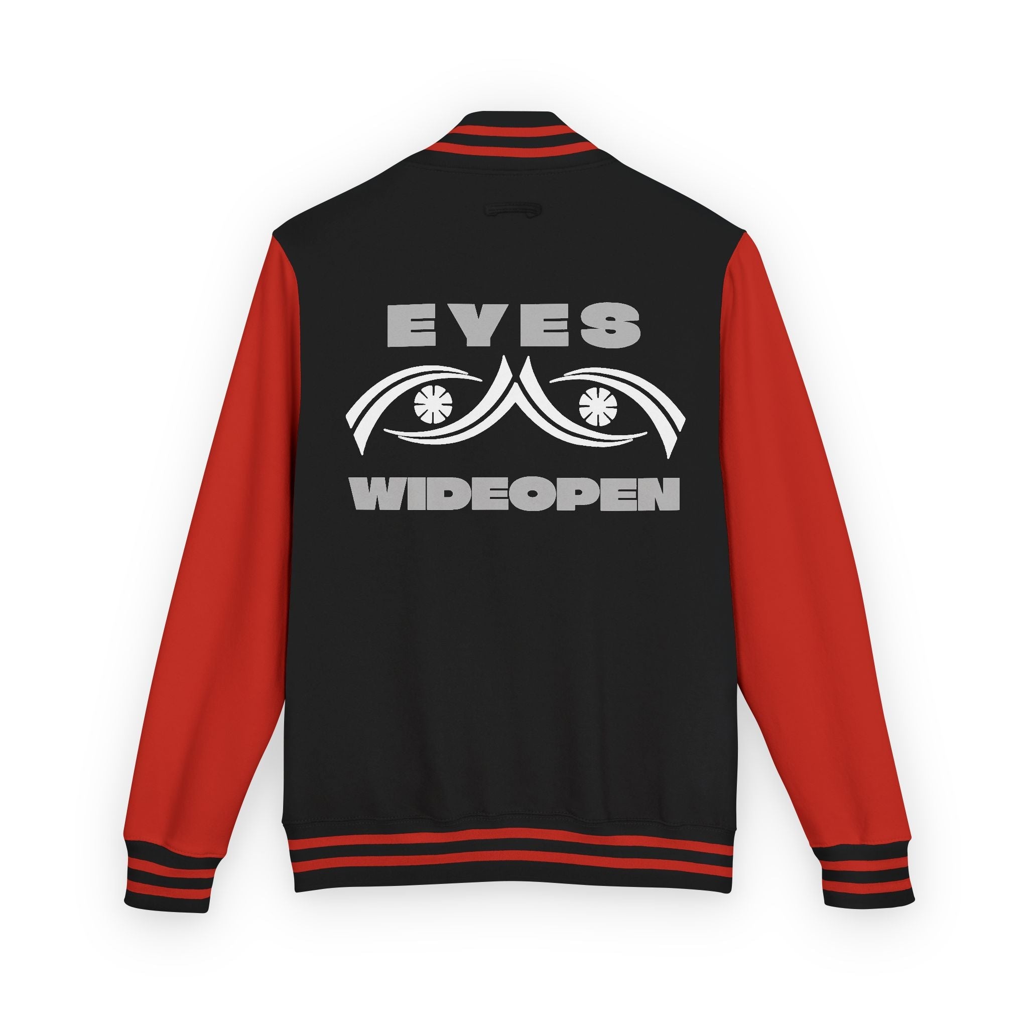 Unisex Heavyweight Letterman Jacket - Eyes Wide Open, Cozy Stylish Outerwear, Great for Game Days, Unique Gift for Teens, Trendy [...] Printify