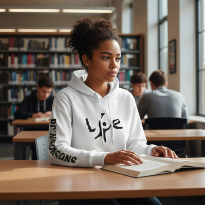 Unisex Love Graphic Hooded Long Sleeve Tee, Casual Hoodie, Gift for Him/Her, Everyday Wear, Outdoor Activities, Winter Layer Printify