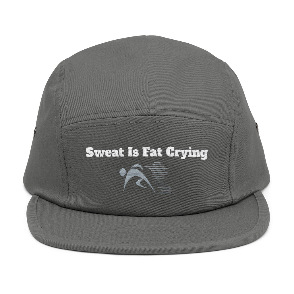 Motivational 5 Panel Cap | Sweat Is Fat Crying | Gym Wear, Sports Cap, Fitness Gift, Outdoor Hat, Workout Accessory Printify