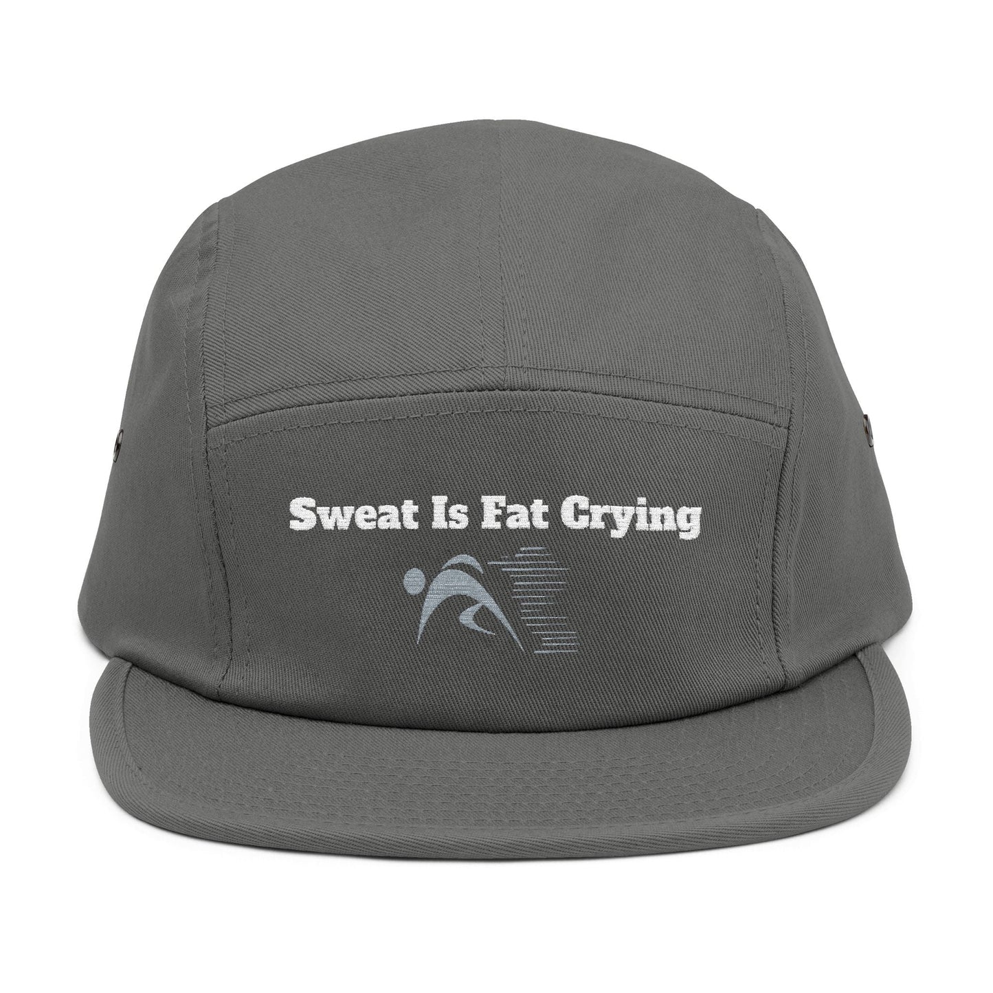 Motivational 5 Panel Cap | Sweat Is Fat Crying | Gym Wear, Sports Cap, Fitness Gift, Outdoor Hat, Workout Accessory Printify