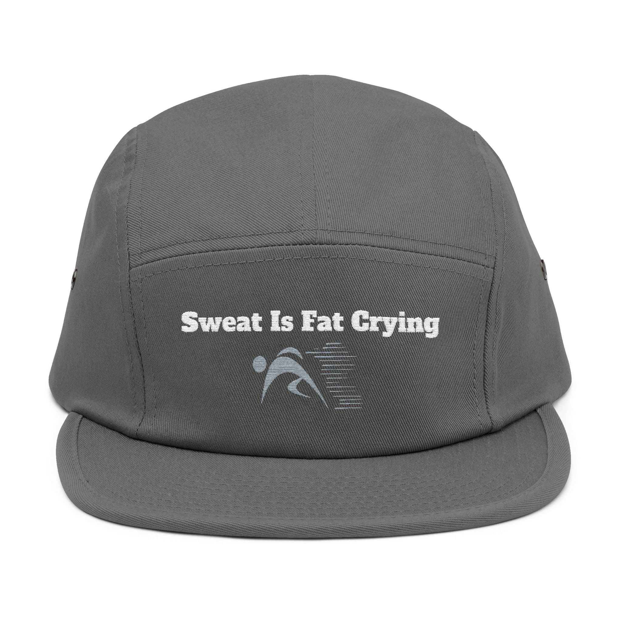 Motivational 5 Panel Cap | Sweat Is Fat Crying | Gym Wear, Sports Cap, Fitness Gift, Outdoor Hat, Workout Accessory Printify