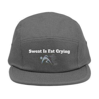 Motivational 5 Panel Cap | Sweat Is Fat Crying | Gym Wear, Sports Cap, Fitness Gift, Outdoor Hat, Workout Accessory Printify