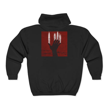 Unisex Zip Hoodie - Perfect for Spooky Season, Scary Movie Nights, Gift for Horror Fans, Unique Sweatshirt, Cozy Warmth Printify