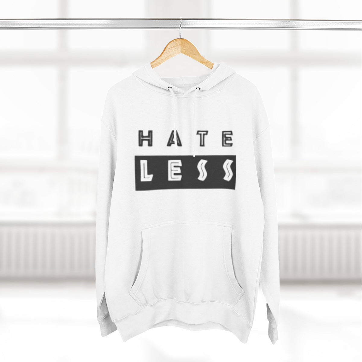 HATE LESS Three-Panel Fleece Hoodie - Comfortable, Inspirational Hoodie for Everyday Wear