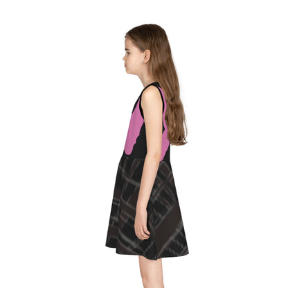 Stylish Girls' Sleeveless Sundress with Bold Pink Design