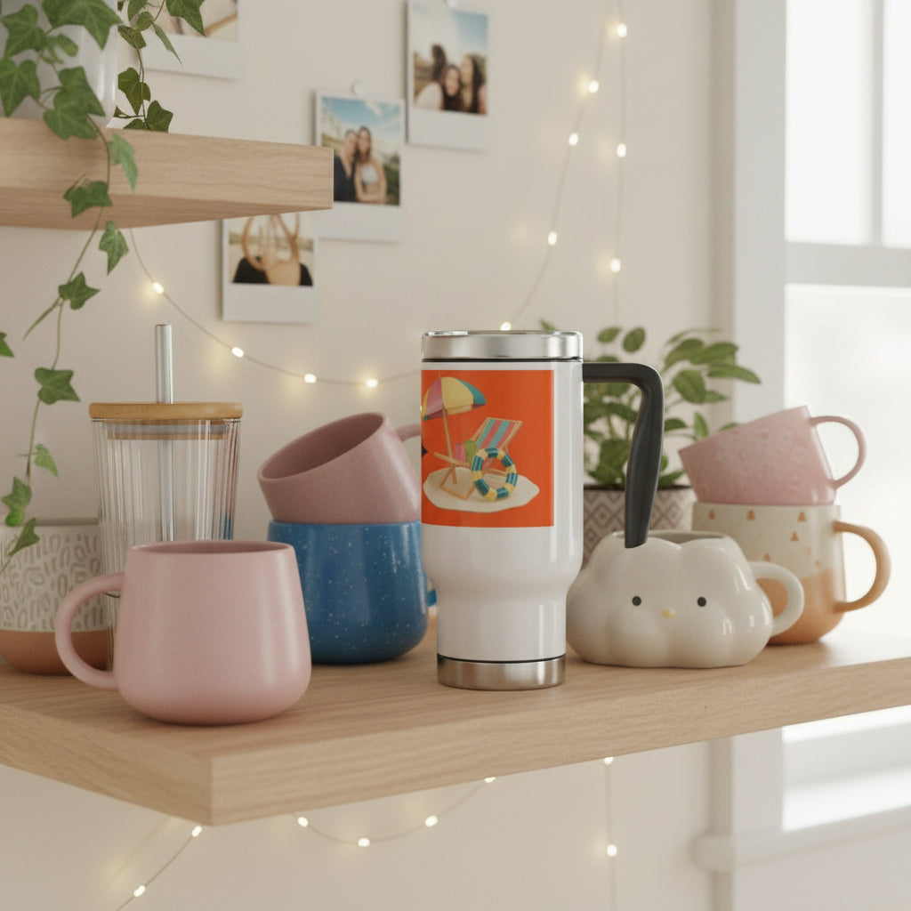 Stainless Steel Travel Mug with Handle, 14oz