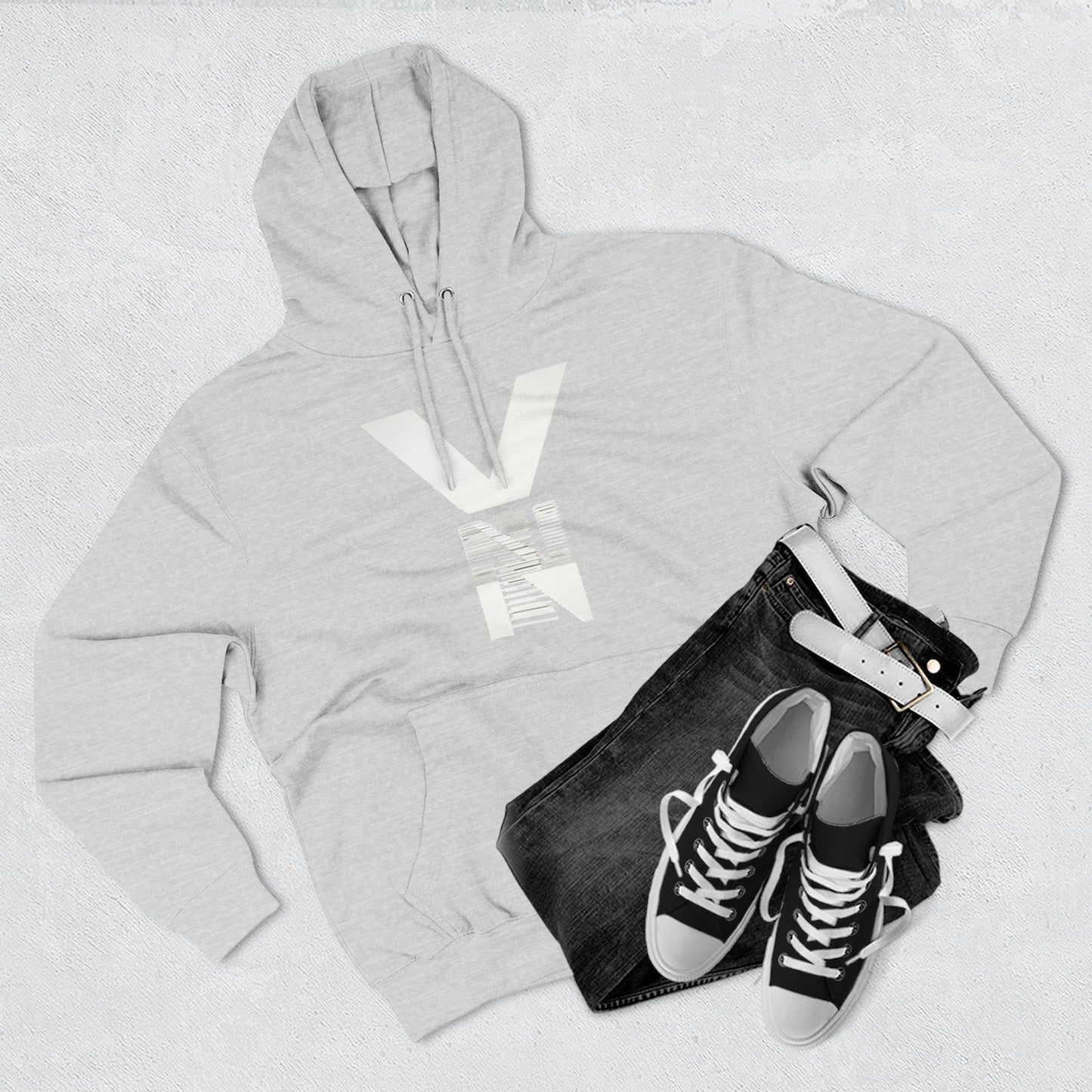 Stylish Three-Panel Fleece Hoodie Printify