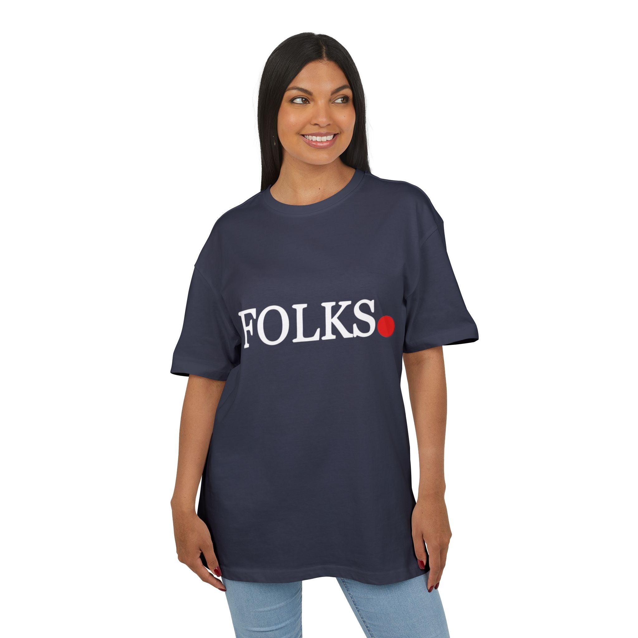 Oversized Tee with Bold Red Dot, Everyday Tee Printify