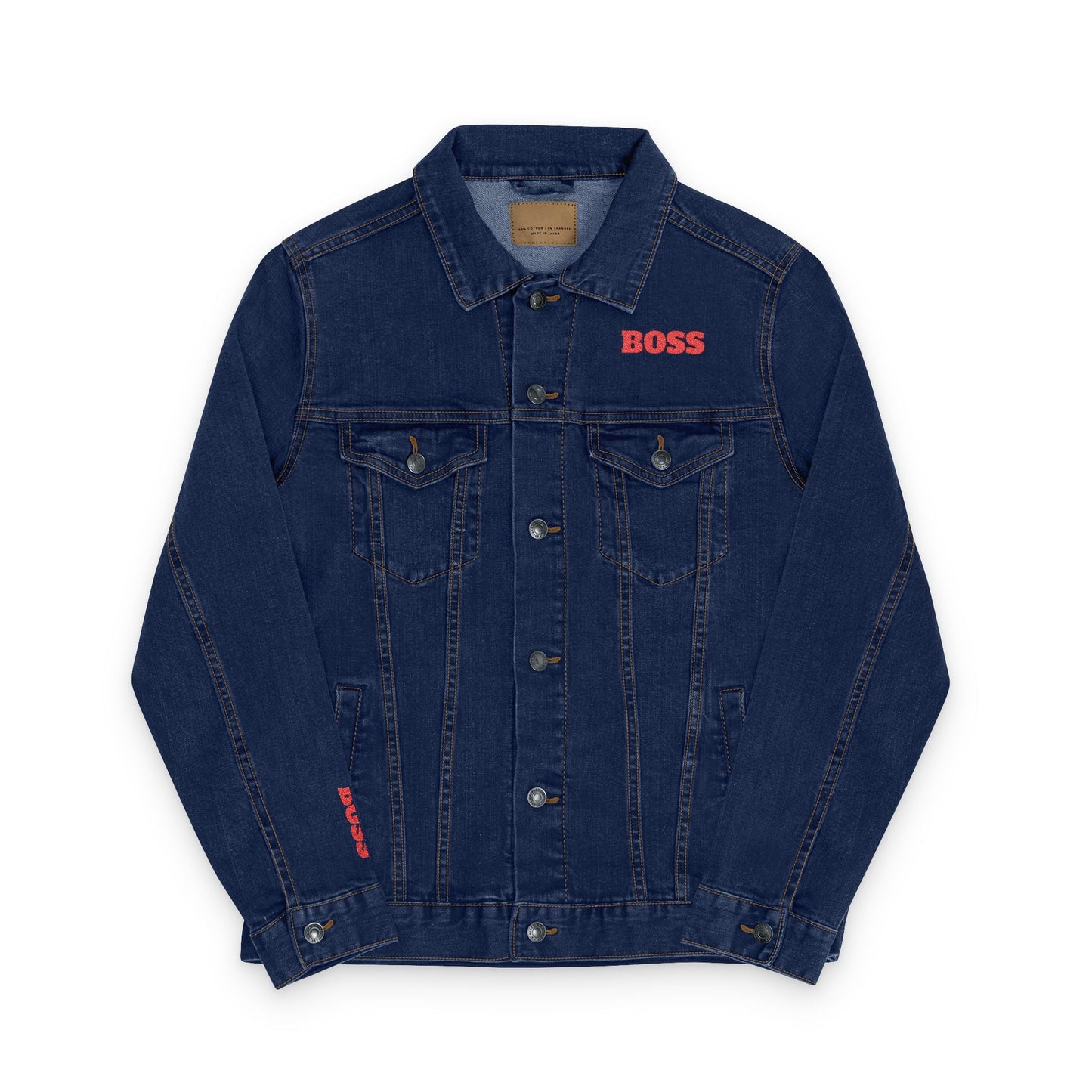 Boss Embroidered Unisex Denim Jacket - Stylish Casual Wear for Fashion Lovers, Great for Gift Ideas, Everyday Fashion, Street Style, [...] Printify