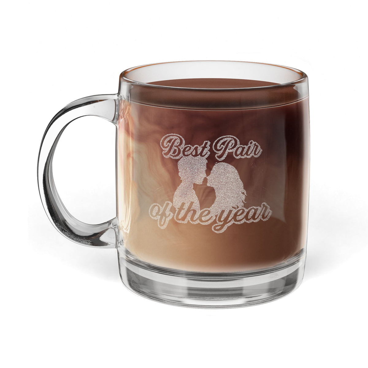 Engraved Glass Coffee Mug — Personalized 12.25oz Gift (Best Papa & Mama)