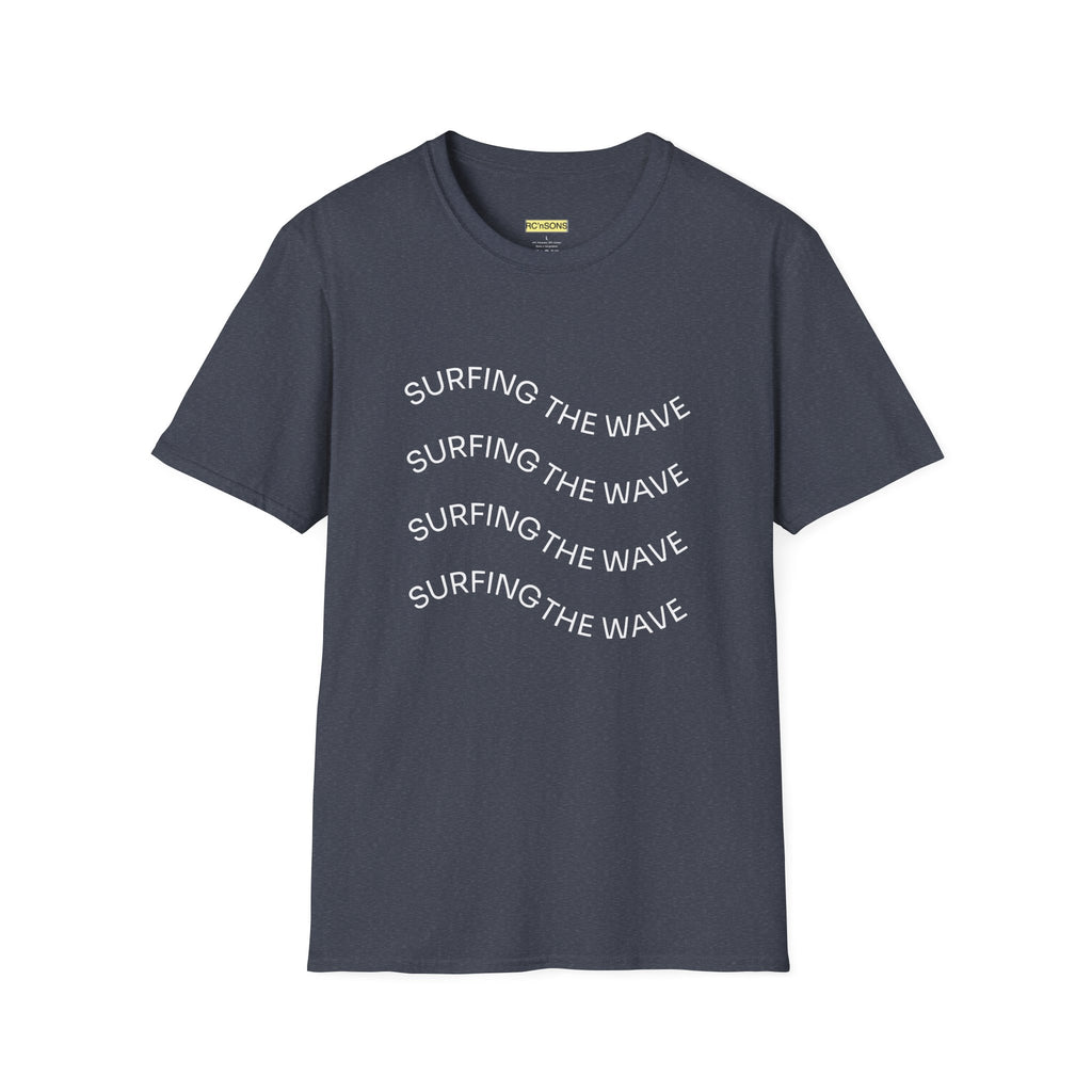 Surfing the Wave Unisex Softstyle T-Shirt, Beachwear, Summer Apparel, Gift for Surfers, Casual Tee, Surfing Theme Shirt