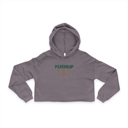 Women's Cropped Hoodie - 'Pushup' Motivational Fitness Style