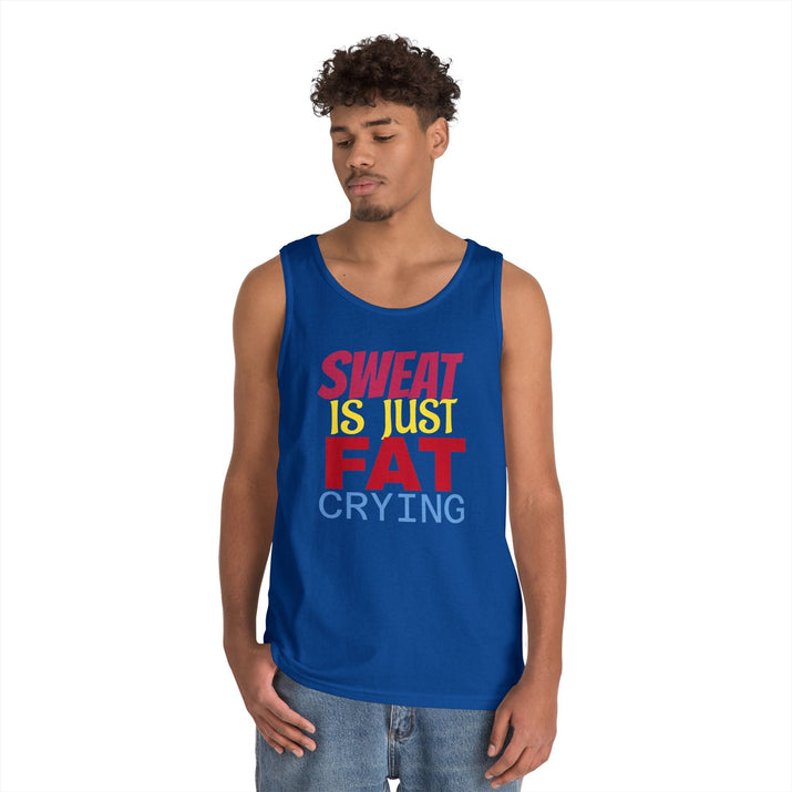 Sweat is Just Fat Crying Tank Top, Motivational Gym Shirt, Fitness Apparel, Unisex Workout Top, Summer Activewear, Gift for Fitness [...] Printify