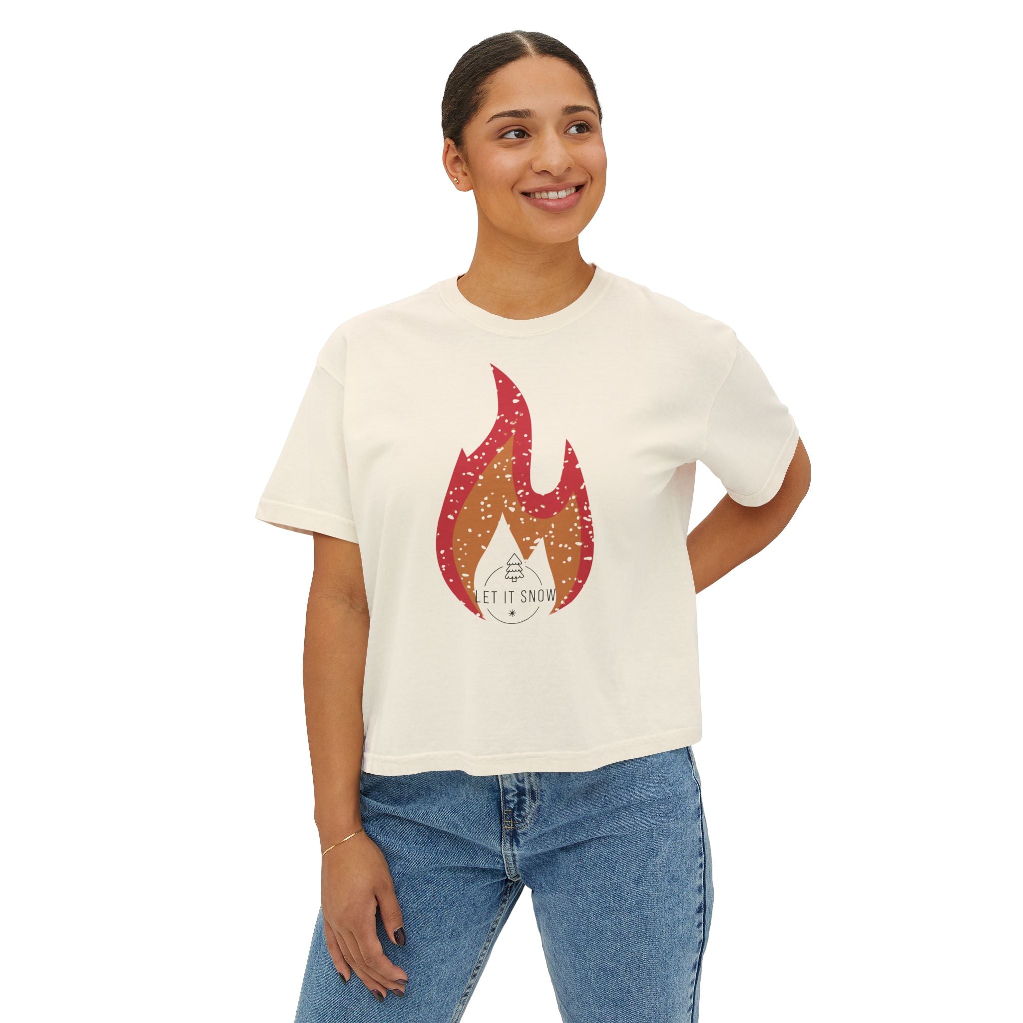 Boxy Tee - 'let it Snow' Design - Winter Holiday Shirt