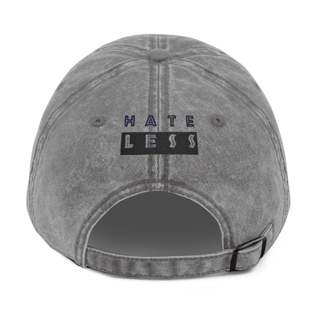 Vintage Embroidered Cap - 'HATE LESS' Righteous Apparel for Positive Vibes Printify