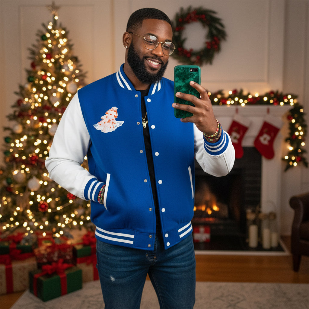 Letterman Jacket - 'hello santa' Design Printify