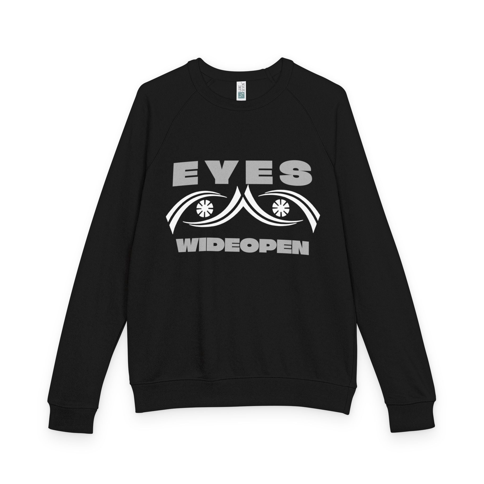 Eyes Wide Open Unisex French Terry Crewneck Sweatshirt, Cozy Casual Clothing, Gift for Friends, Relaxed Fit Sweater, Cool Graphic Design Printify