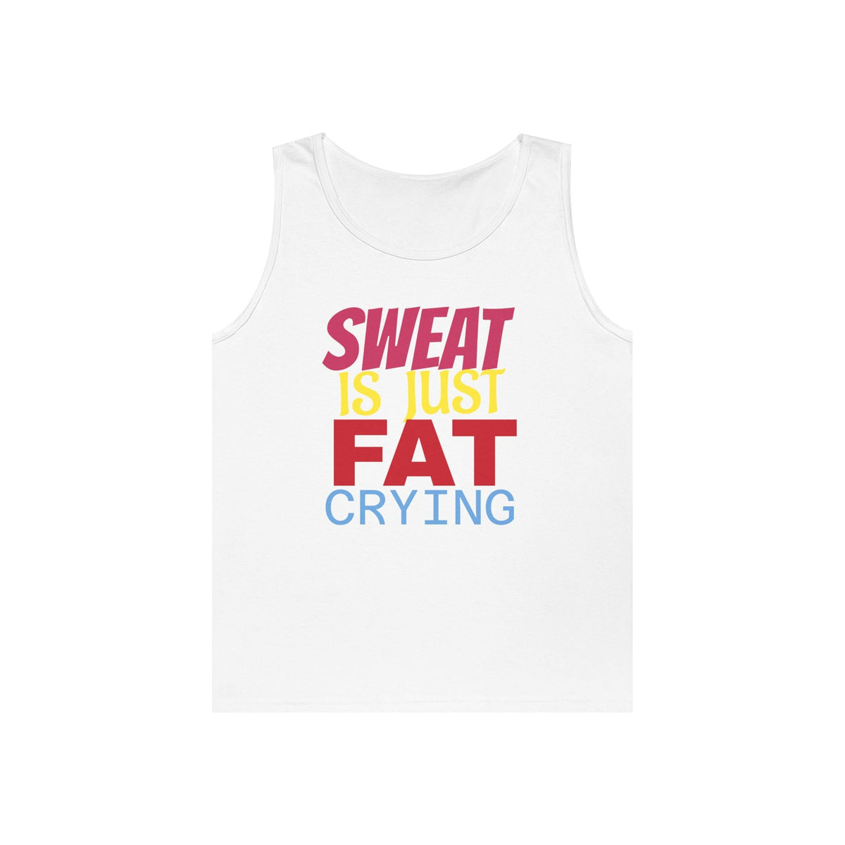 Sweat is Just Fat Crying Tank Top, Motivational Gym Shirt, Fitness Apparel, Unisex Workout Top, Summer Activewear, Gift for Fitness [...] Printify