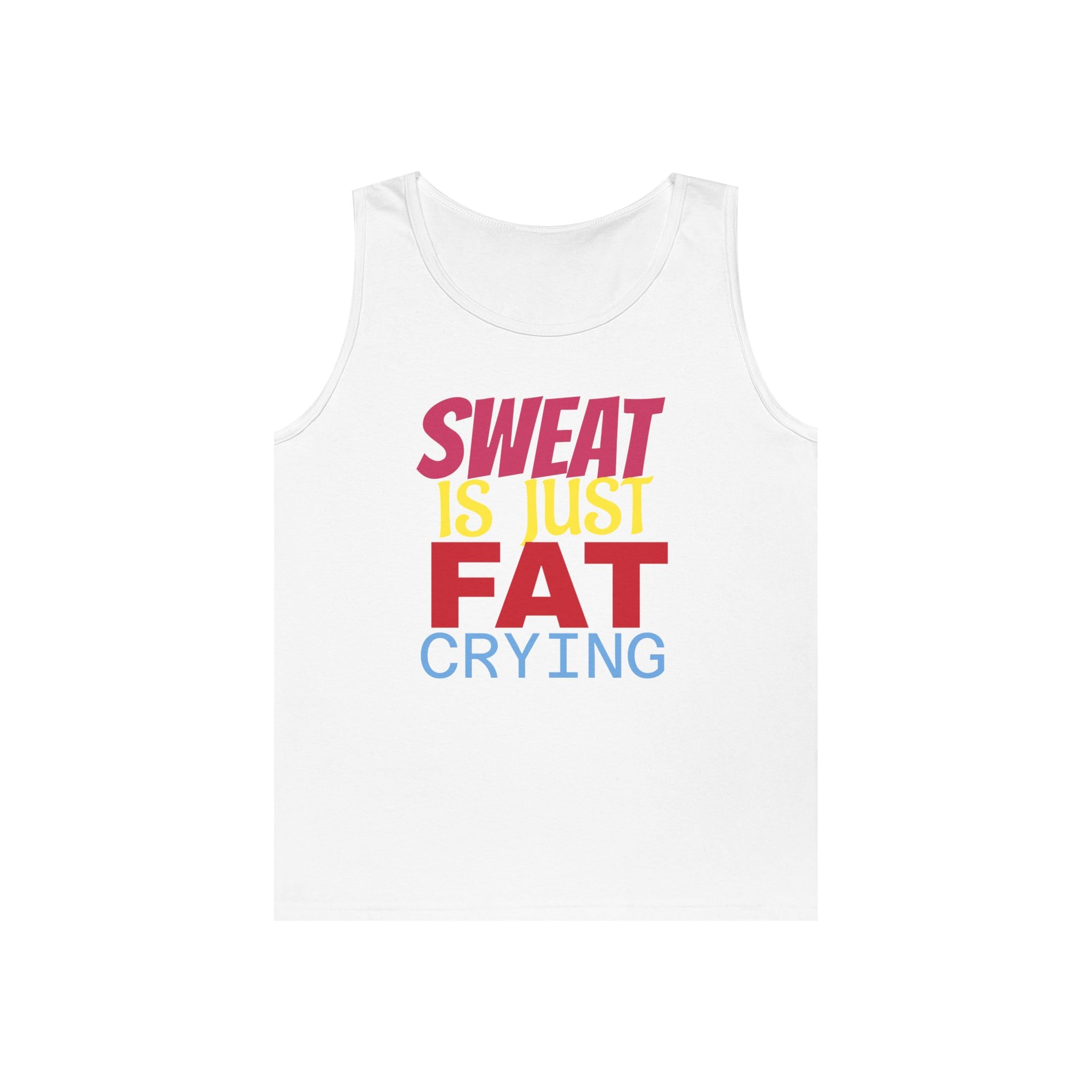 Sweat is Just Fat Crying Tank Top, Motivational Gym Shirt, Fitness Apparel, Unisex Workout Top, Summer Activewear, Gift for Fitness [...] Printify
