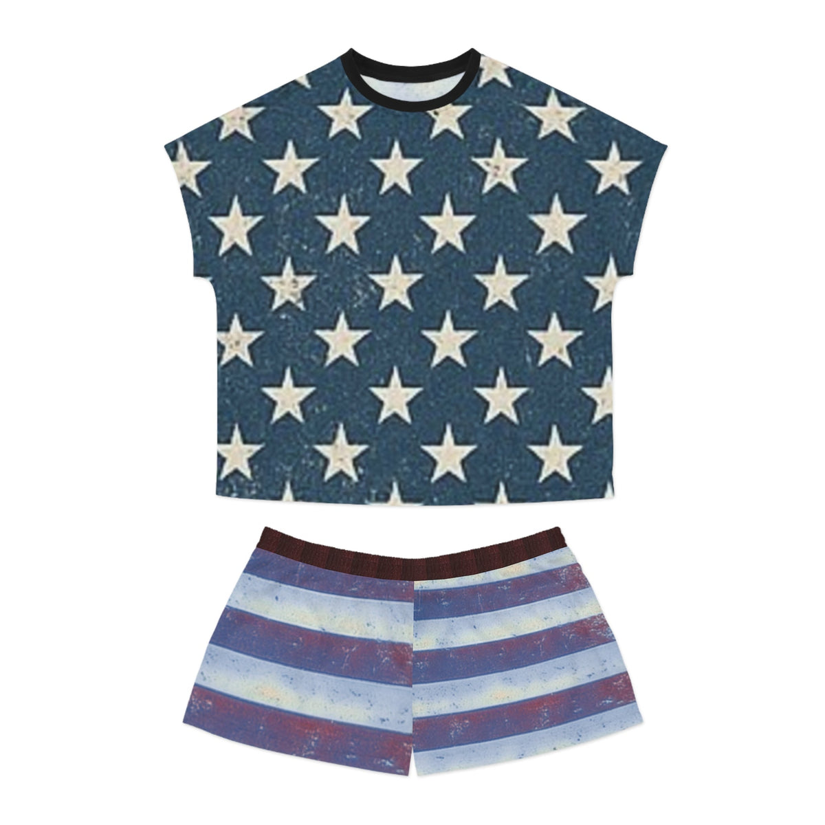 Patriotic Women's Pajama Set, USA Stars and Stripes Sleepwear, Red White Blue Loungewear, Perfect for Independence Day and Comfortable [...] Printify