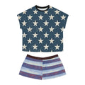 Patriotic Women's Pajama Set, USA Stars and Stripes Sleepwear, Red White Blue Loungewear, Perfect for Independence Day and Comfortable [...] Printify