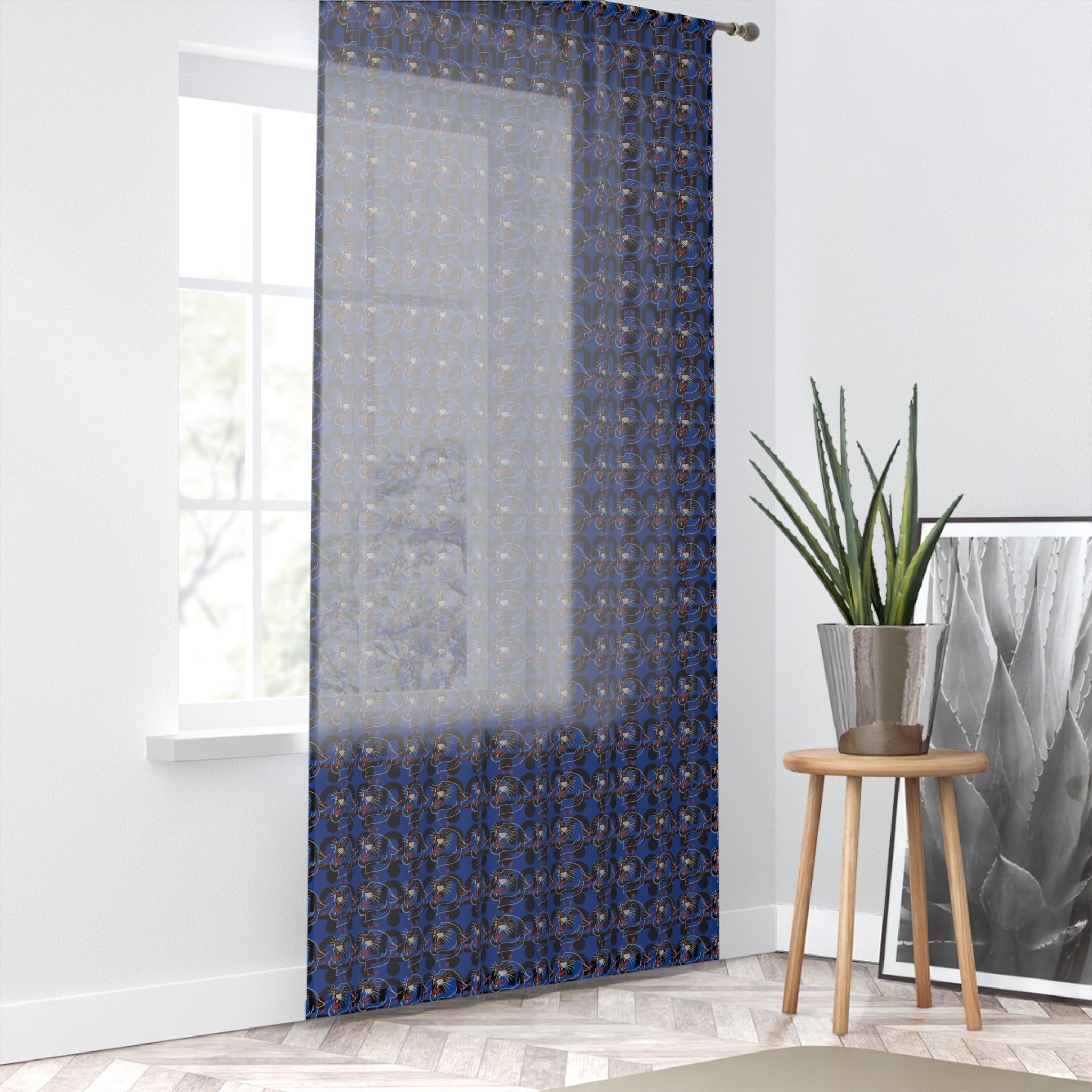 Elegant Blue Pattern Window Curtain, Living Room Decor, Boho Chic, Light Filtering, Bedroom Drapes, Home Accessories Printify