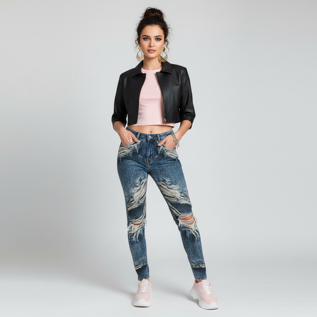 Trendy Distressed Denim Leggings for Women, Casual Outfits, Everyday Wear, Athleisure Style, Gifts for Fashion Lovers Printify