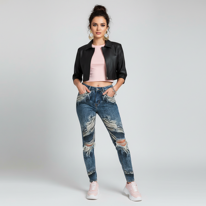 Trendy Distressed Denim Leggings for Women, Casual Outfits, Everyday Wear, Athleisure Style, Gifts for Fashion Lovers Printify