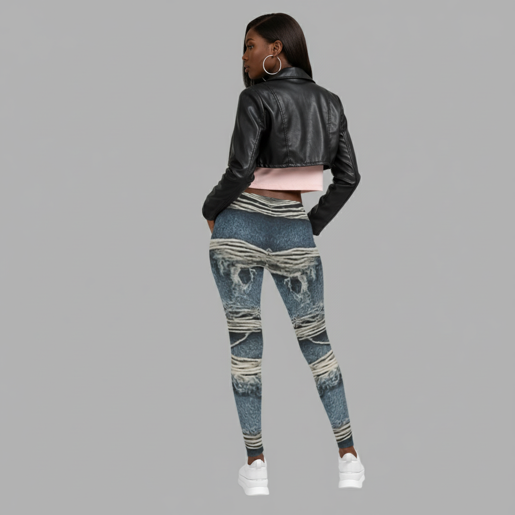Trendy Distressed Denim Leggings for Women, Casual Outfits, Everyday Wear, Athleisure Style, Gifts for Fashion Lovers Printify